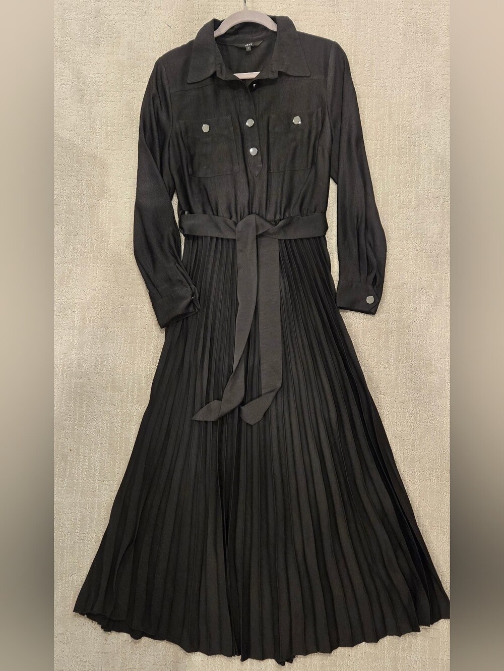 NEXT DIRECT Womens Long Sleeve Pleated Maxi Dress US Size 8/UK 12 Black